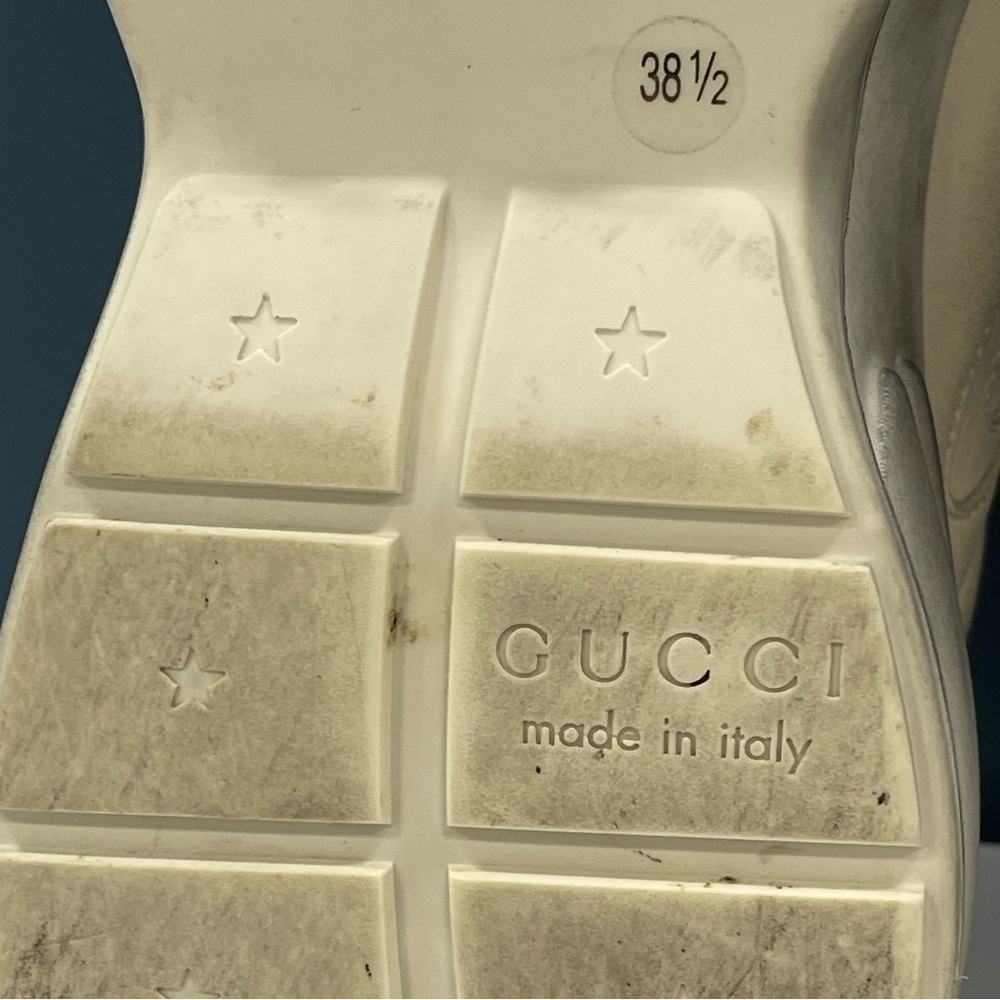 Gucci Ryton Vintage-Look Off-White Black Red Sneakers w Lips Logo SZ 38.5 /W 8.5 - Picture 12 of 16